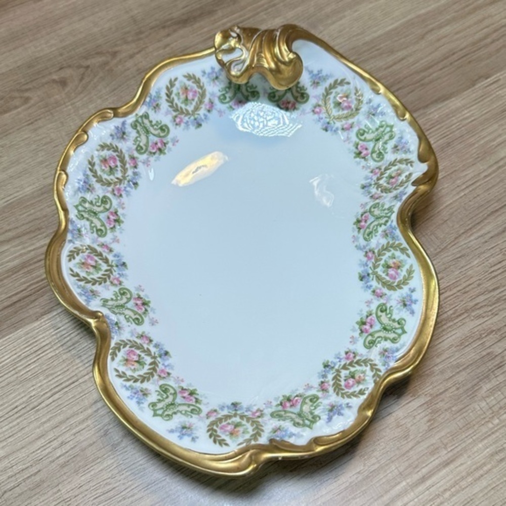 Antique Pouyat Limoges S&G Gump JPL Floral Candy Dish 9x7.5
